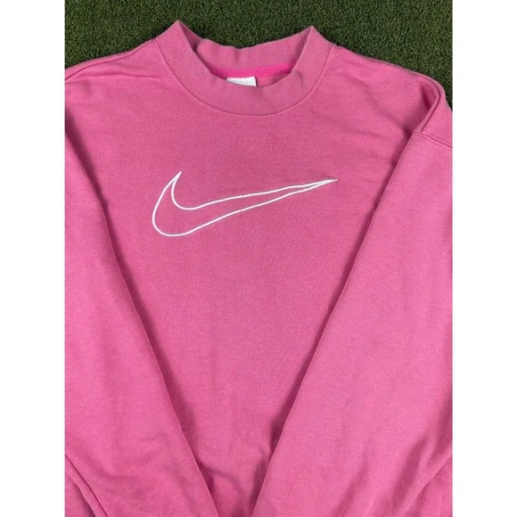 Nike Pink Crewneck Sweatshirt Dri Fit Swoosh Logo‎ Long Sleeve XS - Picture 5 of 11